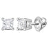 14K White Gold Unisex Princess Diamond Solitaire Stud Earrings 3/8 Cttw - Gold Americas