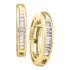 10K Yellow Gold Baguette Diamond Huggie Hoop Earrings 1/8 Cttw - Gold Americas
