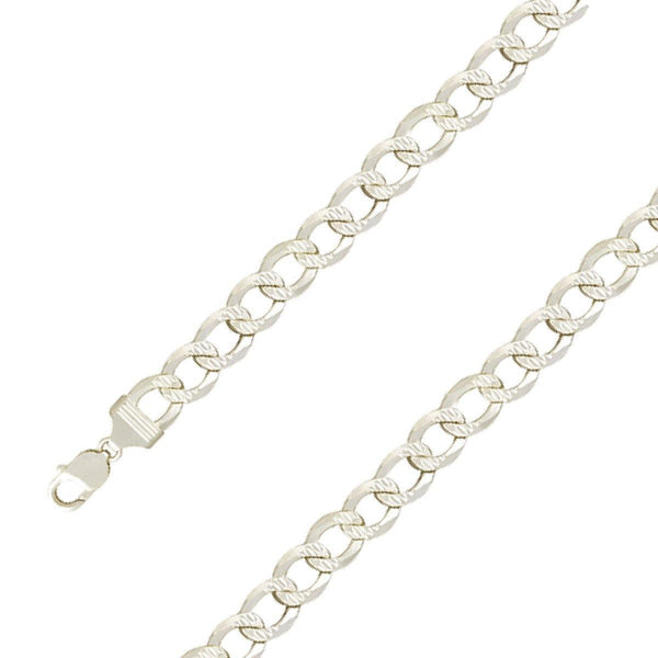 925 Sterling Silver 13mm E-Coated Diamond Cut Cuban Chain Size- 8" - Gold Americas