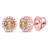 14K Rose Gold Round Brown Color Enhanced Diamond Stud Earrings 1.00 Cttw