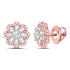 14K Two-tone Gold Round Diamond Flower Cluster Stud Earrings 1.00 Cttw - Gold Americas