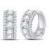 14K White Gold Round Diamond Triple Row Huggie Earrings 1.00 Cttw - Gold Americas