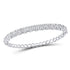 14K White Gold Diamond Cluster Bangle Bracelet 3.00 Cttw