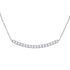 14K White Gold Womens Round Diamond Curved Bar Pendant Necklace 3/4 Cttw