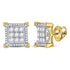 10K Yellow Gold Mens Round Diamond Square Cluster Stud Earrings 3/4 Cttw - Gold Americas