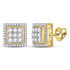 10K Yellow Gold Mens Round Diamond Square Cluster Stud Earrings 1.00 Cttw - Gold Americas