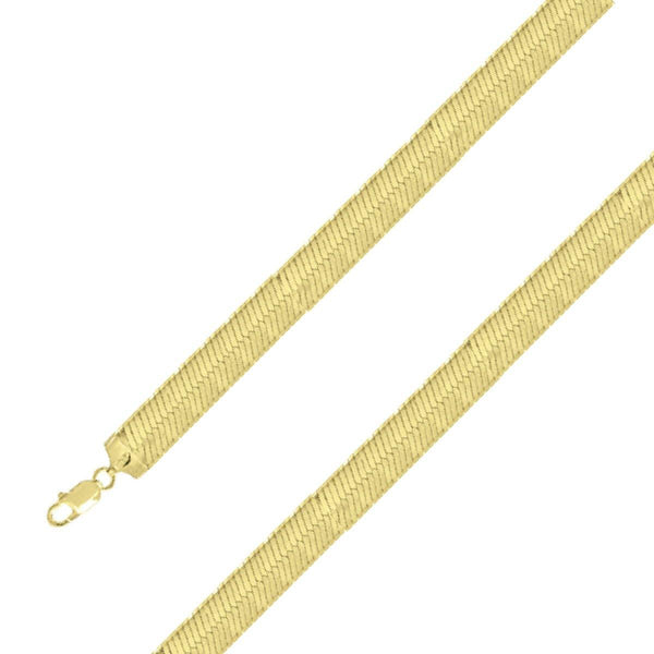 925 Sterling Silver 14mm Gold Plated Herring Bone Chain Size- 9" - Gold Americas