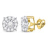 10K Yellow Gold Round Diamond Stud Earrings 1/2 Cttw