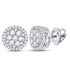 10K White Gold Round Diamond Circle Frame Flower Cluster Earrings 3/8 Cttw - Gold Americas
