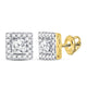 10K Yellow Gold Round Diamond Square Frame Stud Earrings 3/4 Cttw