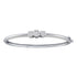 14K White Gold Diamond Flower Cluster Bangle Bracelet 1.00 Cttw