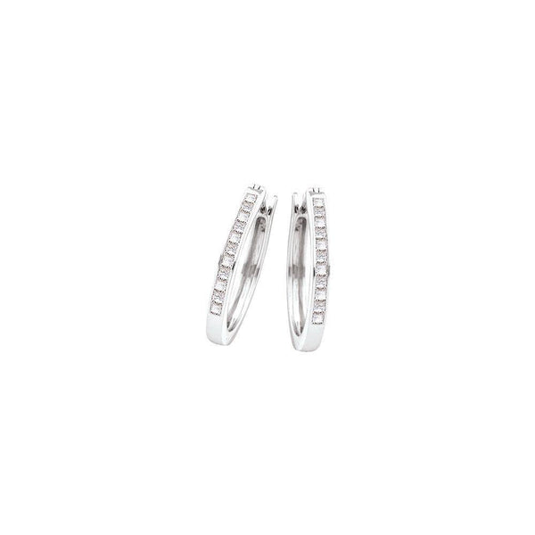 14K White Gold Princess Diamond Slender Hoop Earrings 1/2 Cttw - Gold Americas