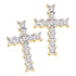 10K Yellow Gold Round Diamond Roman Cross Religious Stud Earrings 1/10 Cttw - Gold Americas