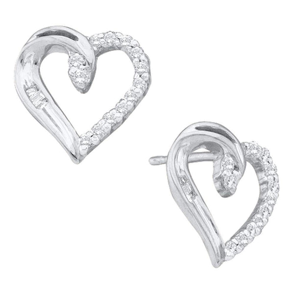10K White Gold Round Diamond Heart Stud Earrings 1/6 Cttw - Gold Americas