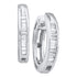 14K White Gold Baguette Diamond Huggie Earrings 1/6 Cttw - Gold Americas