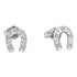 10K White Gold Round Diamond Horseshoe Stud Earrings 1/20 Cttw - Gold Americas