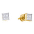 14K Yellow Gold Princess Diamond Square Cluster Stud Earrings 1/2 Cttw - Gold Americas
