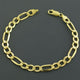 10K Yellow Gold Hollow Pave Figaro Chain Bracelet 2MM 9" 1.35 Gram