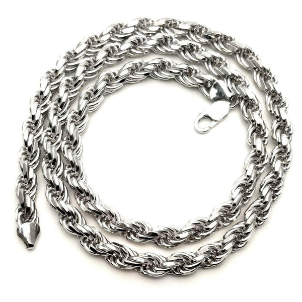 Sterling Silver 8MM Rope Chain Necklace
