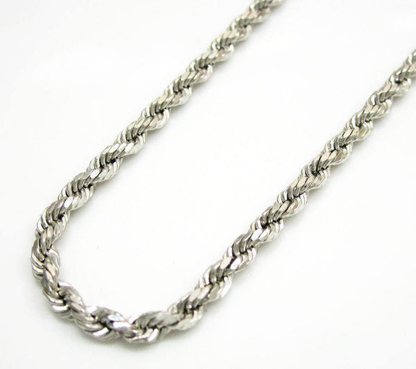 14K White Gold Solid Diamond Cut Rope Chain 2MM - Gold Americas