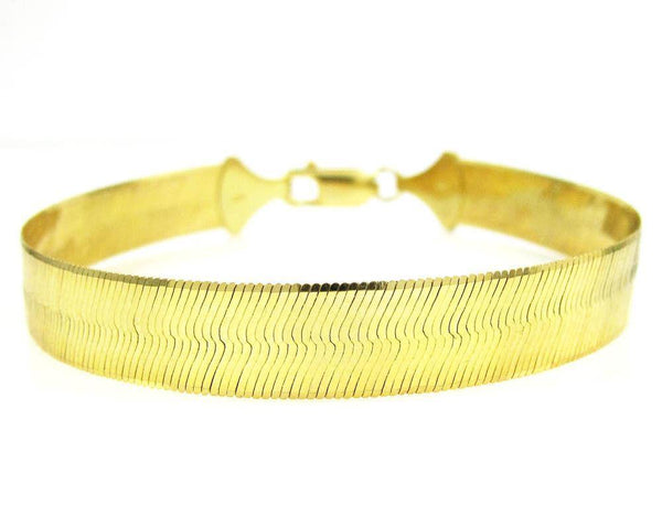 10K Yellow Gold Hollow Herringbone Chain Bracelet 3MM 9" 1.80 Gram - Gold Americas