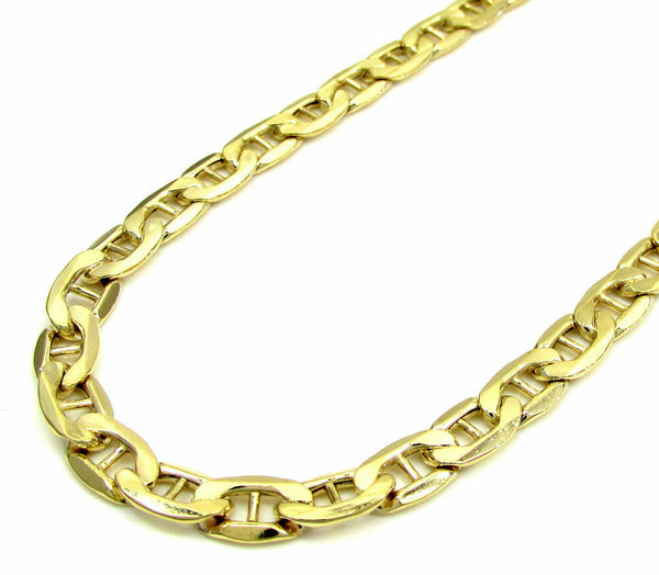 10K Yellow Gold Flat Mariner Chain 7.5MM