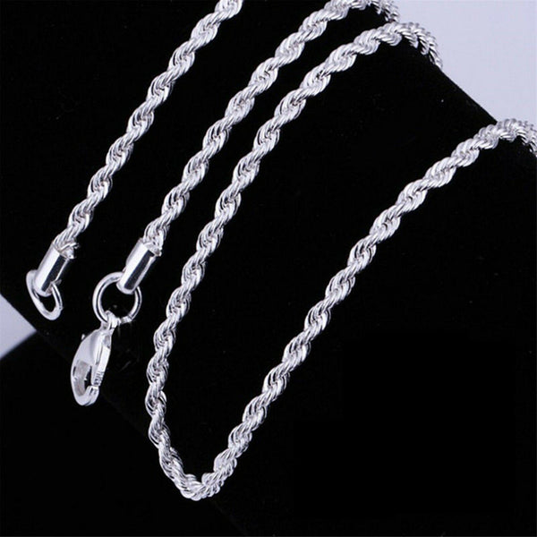 Silver 2MM Rope Chain Necklace