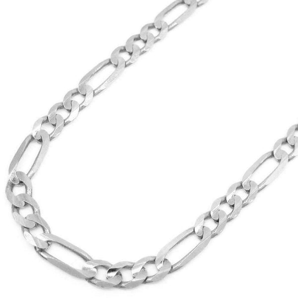 14K White Gold Hollow Figaro Chain 3MM - Gold Americas