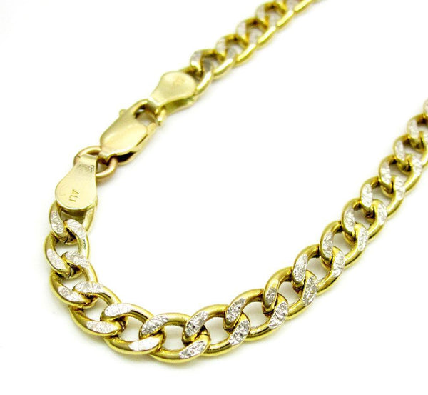 10K Yellow Gold Hollow Pave Cuban Chain 5.5MM