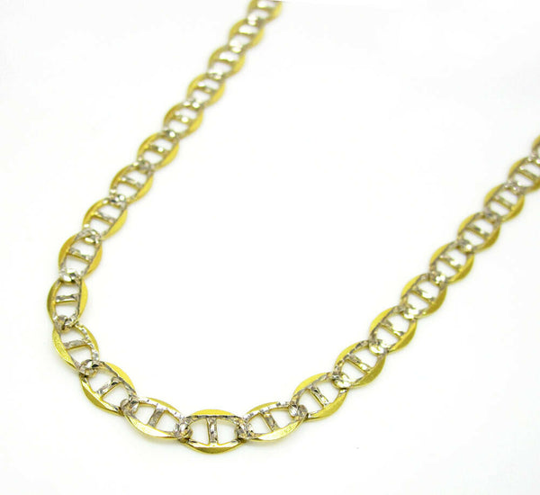 10K Yellow Gold Pave Mariner Chain 4MM