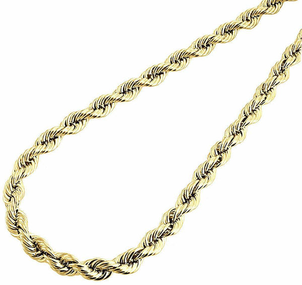 Yellow Gold Solid Diamond Cut Rope Chain Bracelet 