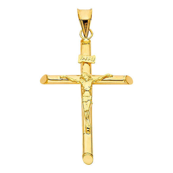 14k Yellow Gold Jesus Crucifix Religious Cross Pendant 23MM 1.30 Gram - Gold Americas