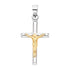 14K Yellow Gold Two-Tone Gold Jesus Religious Crucifix Cross Pendant 16MM 0.80 Gram - Gold Americas