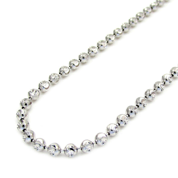 10K White Gold Solid Diamond Cut Moon Chain 2MM 28" 9.20 Gram - Gold Americas