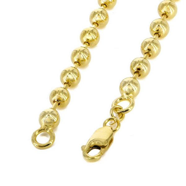 10K Yellow Gold Hollow Plain Dog Tag Chain Bracelet 2mm 7" 2.59 Gram - Gold Americas