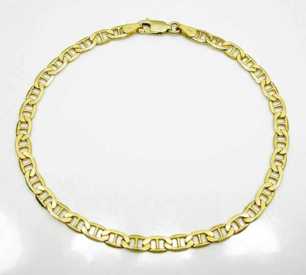 10K Yellow Gold Hollow Flat Mariner Chain Bracelet 4MM 8" 2.80 Gram - Gold Americas