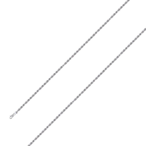 925 Sterling 2.5mm Silver Rhodium Plated Rope Chain Size- 8" - Gold Americas