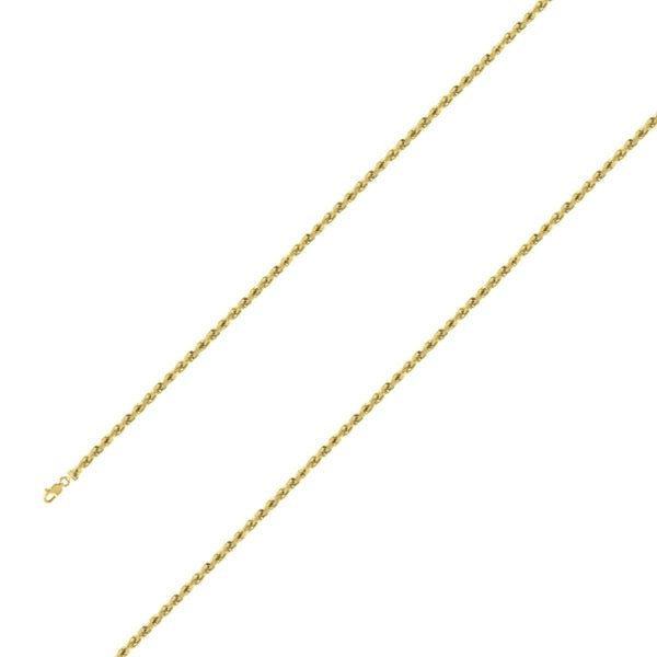 925 Sterling Silver 2.5mm Yellow Gold Plated Rope Chain Size- 9" - Gold Americas