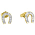10K Yellow Two-tone Gold Round Diamond Horseshoe Stud Earrings 1/20 Cttw - Gold Americas