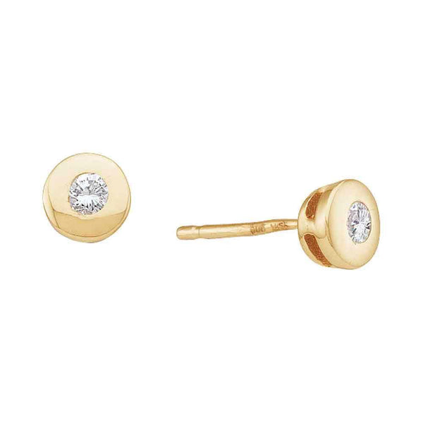 14K Yellow Gold Round Diamond Solitaire Screwback Stud Earrings 1/10 Cttw - Gold Americas
