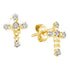 14K Yellow Gold Round Diamond Cross Religious Earrings 1/20 Cttw - Gold Americas
