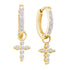 10K Yellow Gold Round Diamond Cross Dangle Hoop Earrings 1/10 Cttw - Gold Americas