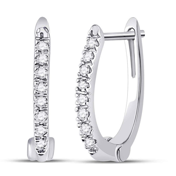 10K White Gold Round Diamond Hoop Earrings 1/12 Cttw - Gold Americas