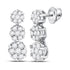 14K White Gold Round Diamond Triple Vertical Flower Cluster Earrings 1.00 Cttw - Gold Americas