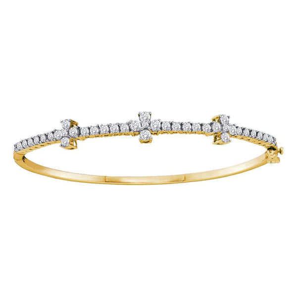 14K Yellow Gold Diamond Pave-set Bangle Bracelet 1-1/2 Cttw