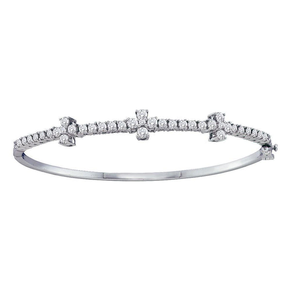 14K White Gold Diamond Pave-set Bangle Bracelet 1-1/2 Cttw