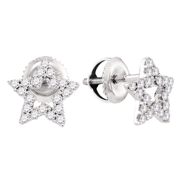 14K White Gold Round Diamond Star Stud Earrings 1/3 Cttw - Gold Americas