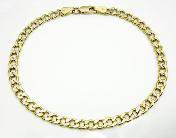 14K Yellow Gold Pave Cuban Chain 5.5MM