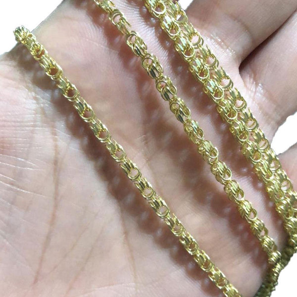 10K Yellow Gold Hollow Byzantine Chain 2MM - Gold Americas