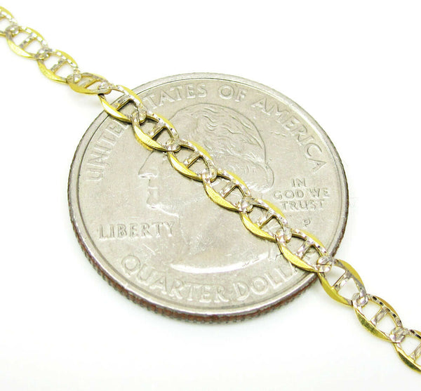 10K Yellow Gold Pave Mariner Chain 4MM
